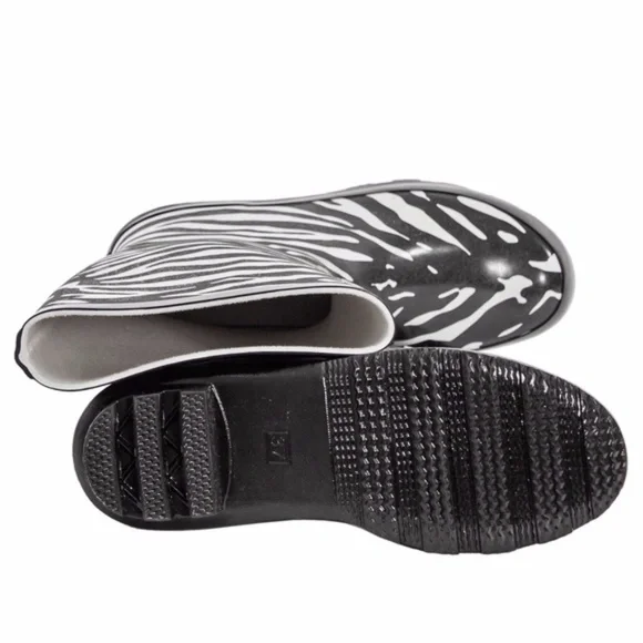 Rubber Rain Boots, Women's 14"  Wellies, Zebra Design Garden Rainboots, NEW - Picture 4 of 4